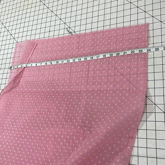 Vintage fabric, cream flocked polka dot, dusty pink semi sheer organdy, 48"x60" - Picture 4 of 8